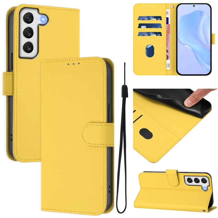Skin Feel Solid Color Leather Phone Case with Lanyard, For Samsung Galaxy S22 5G, For Samsung Galaxy S21 FE 5G