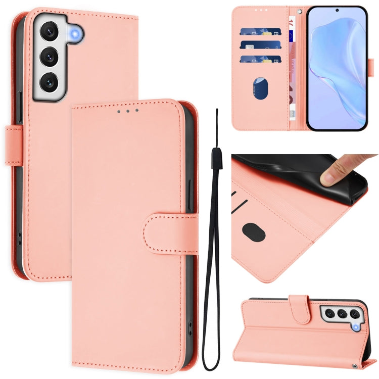 Skin Feel Solid Color Leather Phone Case with Lanyard, For Samsung Galaxy S22 5G, For Samsung Galaxy S21 FE 5G