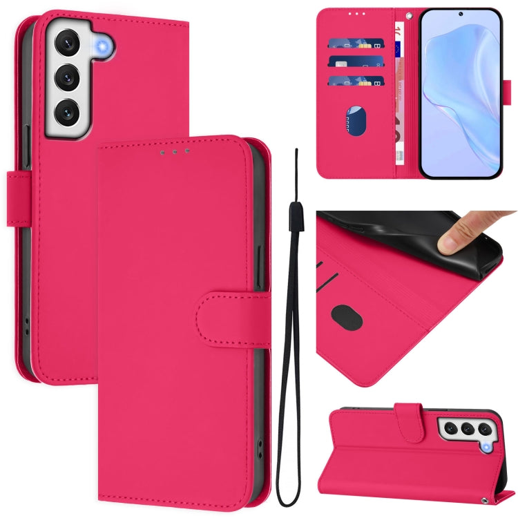 Skin Feel Solid Color Leather Phone Case with Lanyard, For Samsung Galaxy S22 5G, For Samsung Galaxy S21 FE 5G