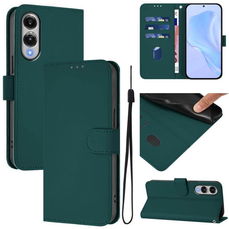 Skin Feel Solid Color Leather Phone Case with Lanyard, For Samsung Galaxy S26 5G, For Samsung Galaxy S25 Edge 5G