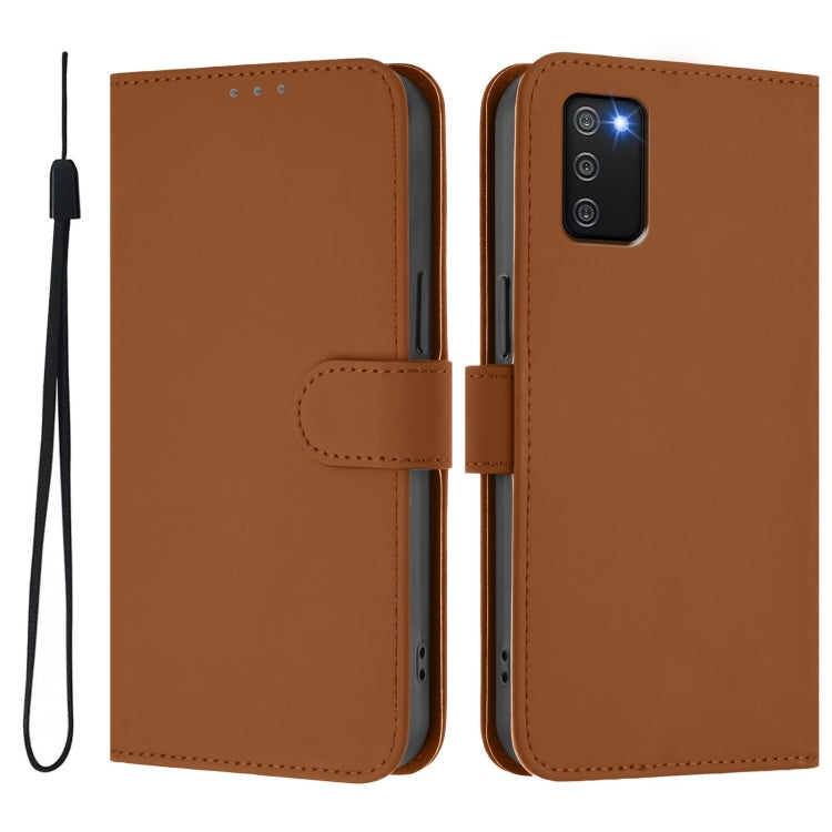 Skin Feel Solid Color Leather Phone Case with Lanyard, For Samsung Galaxy A02s 166mm