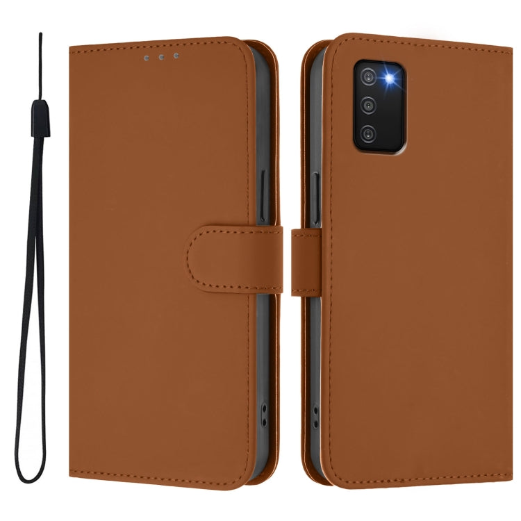 Skin Feel Solid Color Leather Phone Case with Lanyard, For Samsung Galaxy A03s 164mm, For Samsung Galaxy A03s 166mm