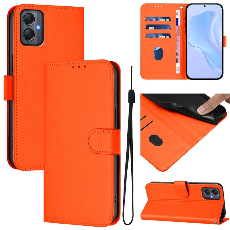 Skin Feel Solid Color Leather Phone Case with Lanyard, For Samsung Galaxy A35 5G, For Samsung Galaxy A05 4G Global