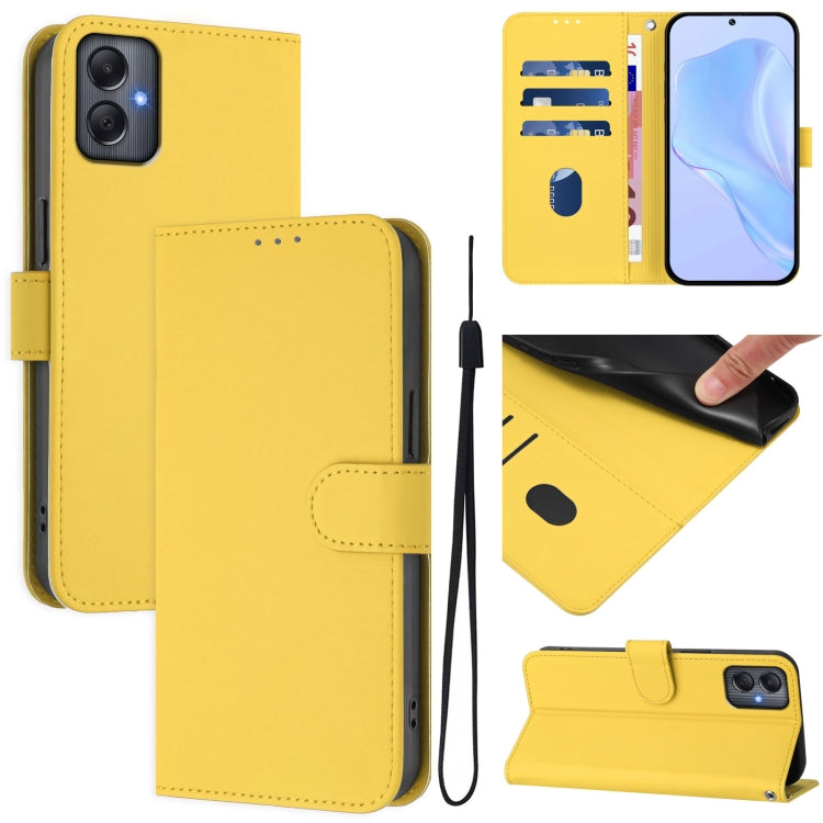 Skin Feel Solid Color Leather Phone Case with Lanyard, For Samsung Galaxy A35 5G, For Samsung Galaxy A05 4G Global