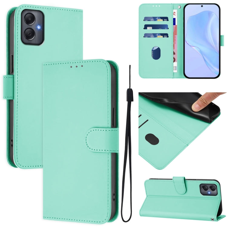 Skin Feel Solid Color Leather Phone Case with Lanyard, For Samsung Galaxy A35 5G, For Samsung Galaxy A05 4G Global