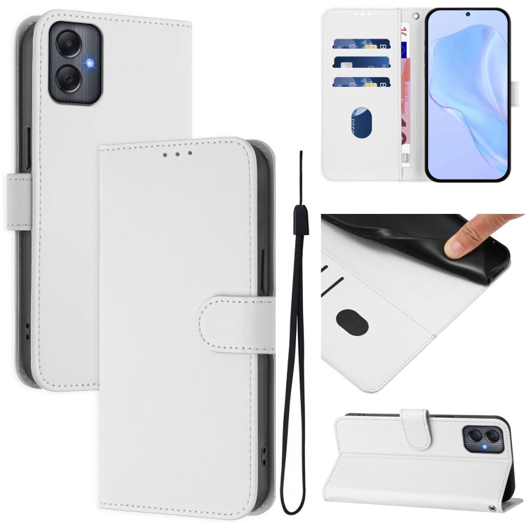 Skin Feel Solid Color Leather Phone Case with Lanyard, For Samsung Galaxy A35 5G, For Samsung Galaxy A05 4G Global