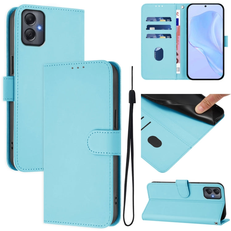 Skin Feel Solid Color Leather Phone Case with Lanyard, For Samsung Galaxy A35 5G, For Samsung Galaxy A05 4G Global