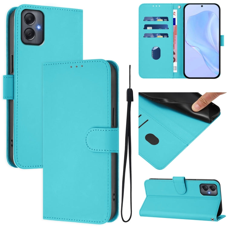 Skin Feel Solid Color Leather Phone Case with Lanyard, For Samsung Galaxy A35 5G, For Samsung Galaxy A05 4G Global