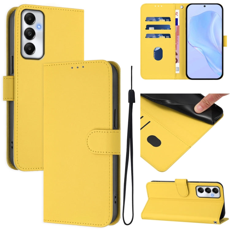 Skin Feel Solid Color Leather Phone Case with Lanyard, For Samsung Galaxy A05s 4G Global, For Samsung Galaxy A25 5G Global
