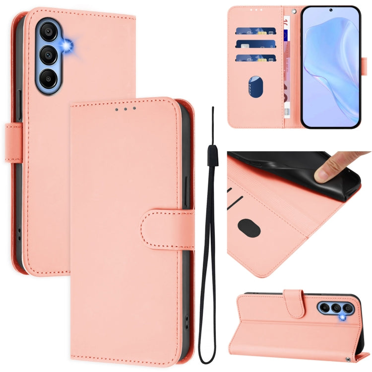Skin Feel Solid Color Leather Phone Case with Lanyard, For Samsung Galaxy A15 5G / 4G, For Samsung Galaxy A55 5G