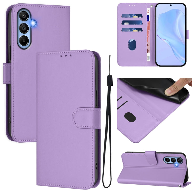 Skin Feel Solid Color Leather Phone Case with Lanyard, For Samsung Galaxy A15 5G / 4G, For Samsung Galaxy A55 5G