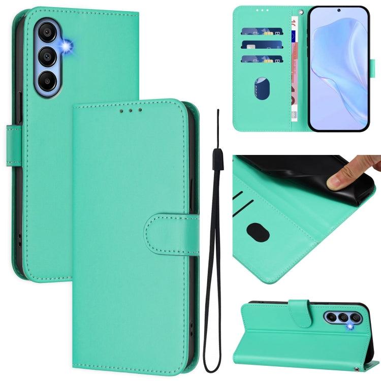 Skin Feel Solid Color Leather Phone Case with Lanyard, For Samsung Galaxy A15 5G / 4G, For Samsung Galaxy A55 5G