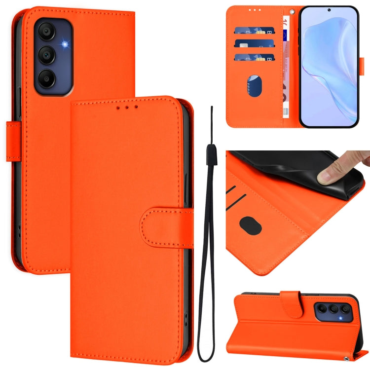 Skin Feel Solid Color Leather Phone Case with Lanyard, For Samsung Galaxy A36 5G, For Samsung Galaxy A16 5G / 4G