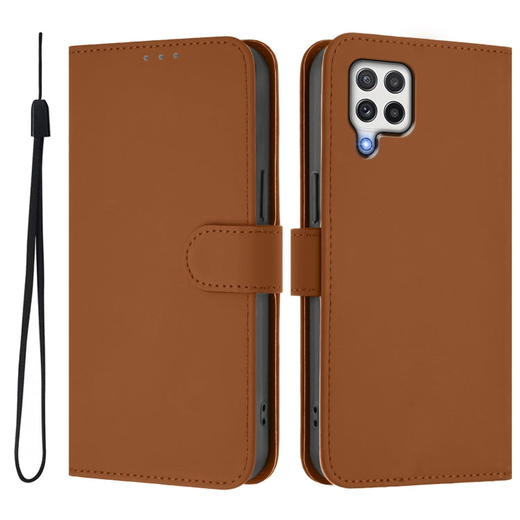 Skin Feel Solid Color Leather Phone Case with Lanyard, For Samsung Galaxy A22 4G, For Samsung Galaxy A42 5G / M42 5G
