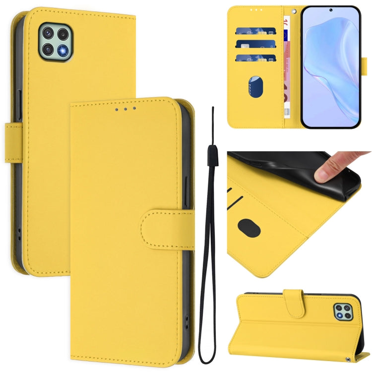 Skin Feel Solid Color Leather Phone Case with Lanyard, For Samsung Galaxy A22 5G / F42 5G, For Samsung Galaxy A53 5G