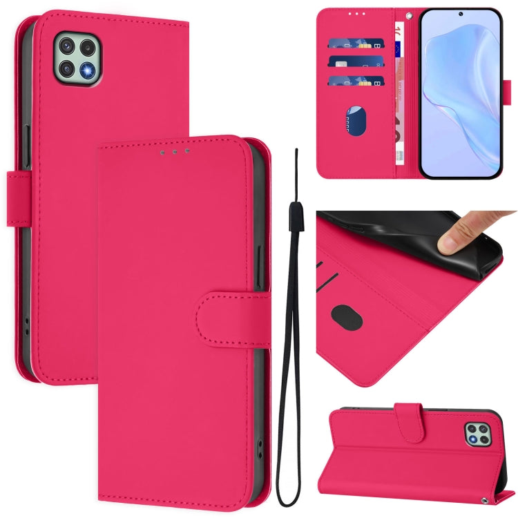 Skin Feel Solid Color Leather Phone Case with Lanyard, For Samsung Galaxy A22 5G / F42 5G, For Samsung Galaxy A53 5G