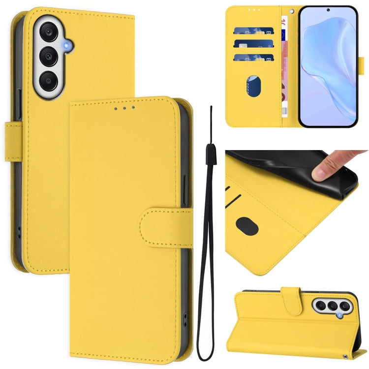 Skin Feel Solid Color Leather Phone Case with Lanyard, For Samsung Galaxy A05s 4G Global, For Samsung Galaxy A25 5G Global