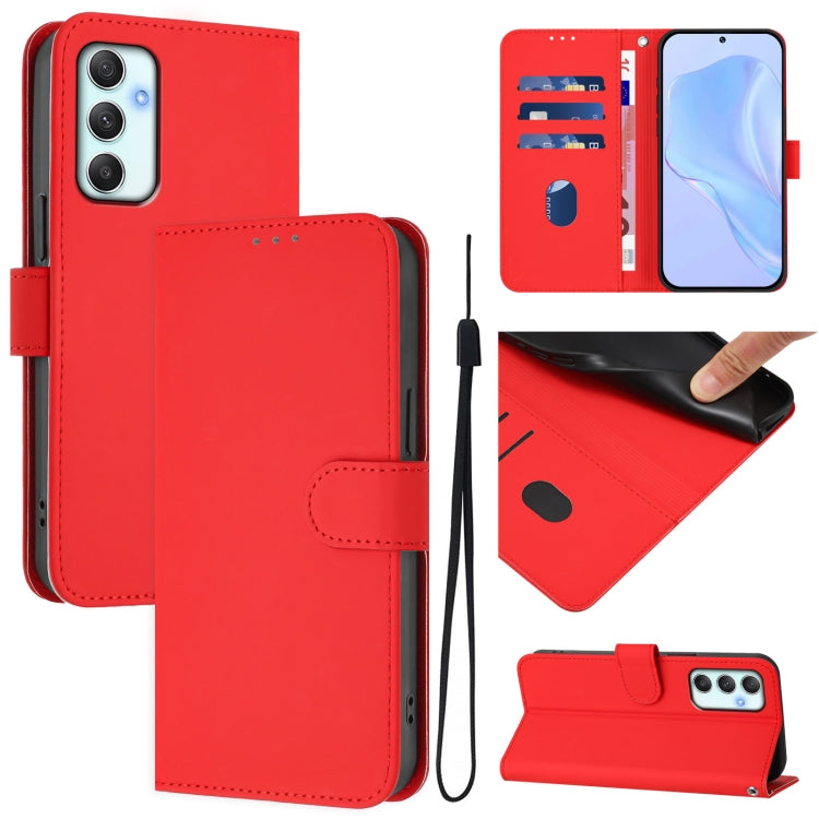 Skin Feel Solid Color Leather Phone Case with Lanyard, For Samsung Galaxy A14 5G / 4G, For Samsung Galaxy A34 5G