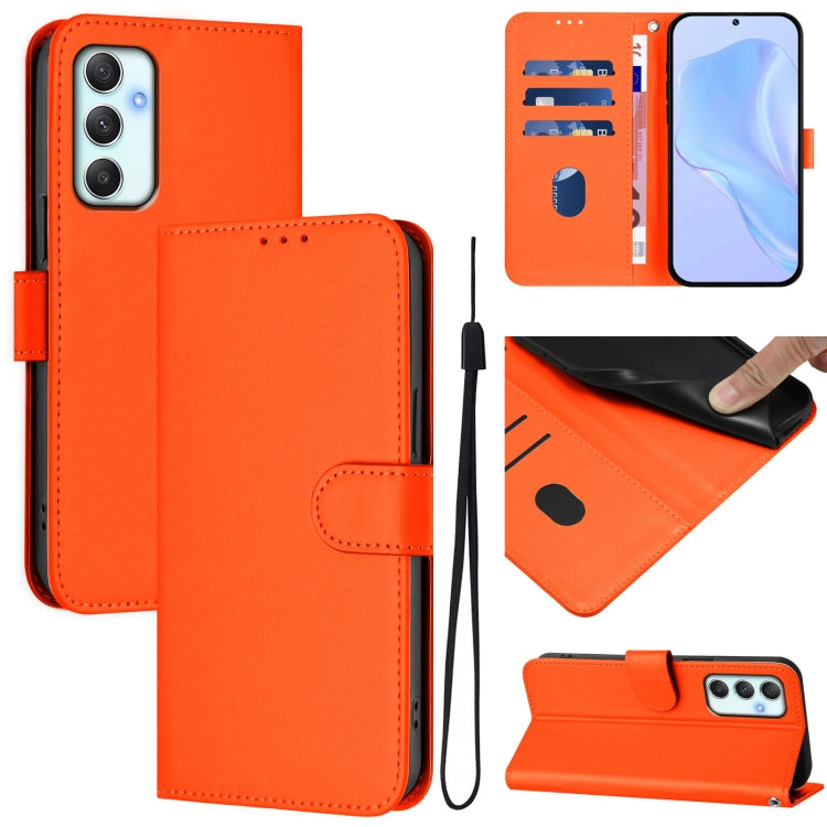 Skin Feel Solid Color Leather Phone Case with Lanyard, For Samsung Galaxy A14 5G / 4G, For Samsung Galaxy A34 5G