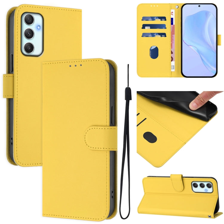 Skin Feel Solid Color Leather Phone Case with Lanyard, For Samsung Galaxy A14 5G / 4G, For Samsung Galaxy A34 5G