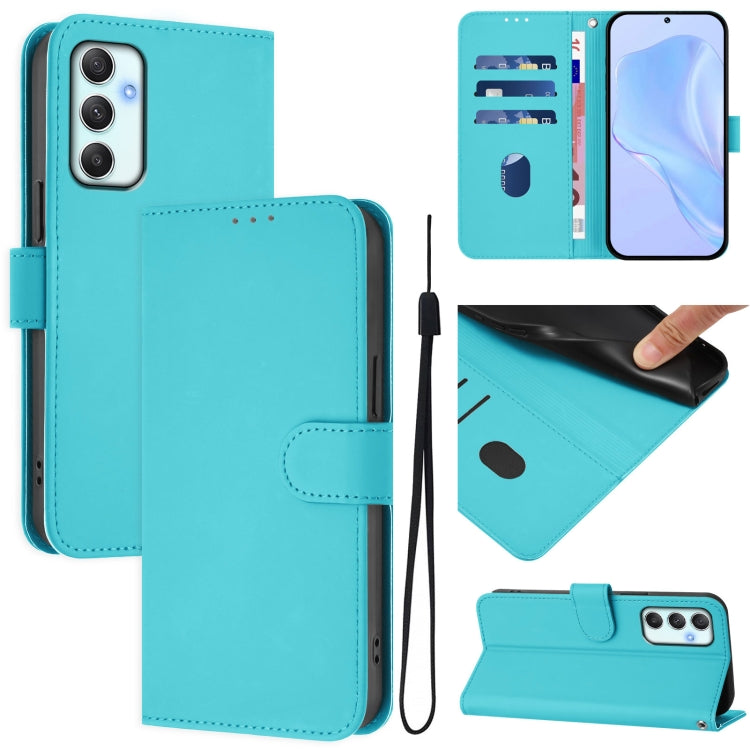 Skin Feel Solid Color Leather Phone Case with Lanyard, For Samsung Galaxy A14 5G / 4G, For Samsung Galaxy A34 5G