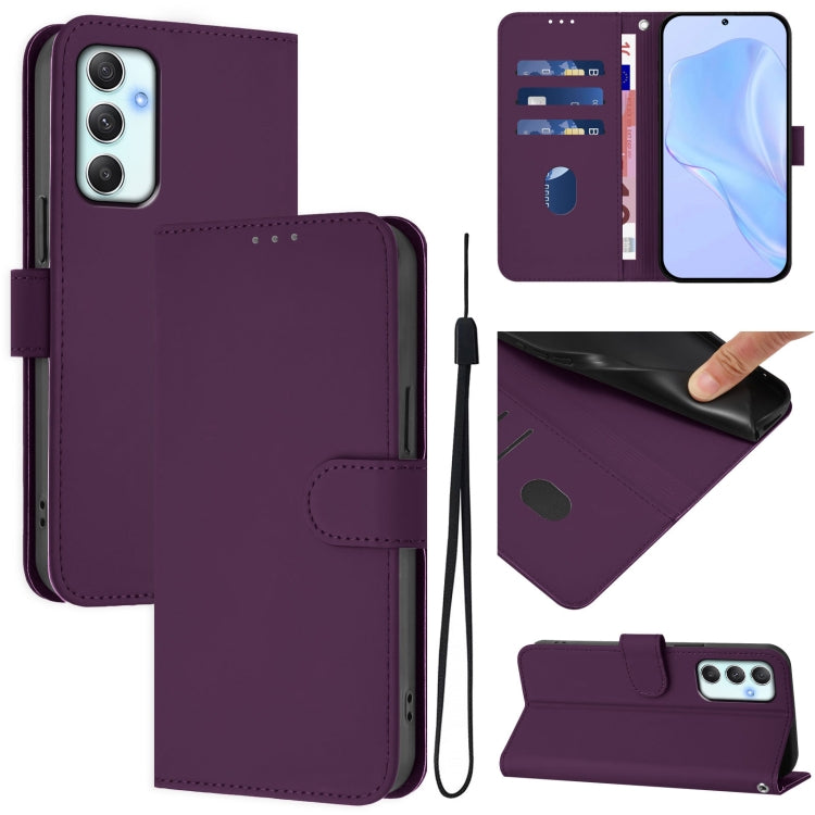 Skin Feel Solid Color Leather Phone Case with Lanyard, For Samsung Galaxy A14 5G / 4G, For Samsung Galaxy A34 5G
