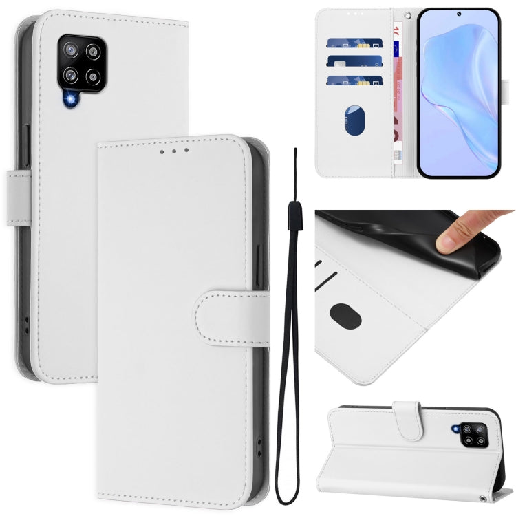 Skin Feel Solid Color Leather Phone Case with Lanyard, For Samsung Galaxy A22 4G, For Samsung Galaxy A42 5G / M42 5G