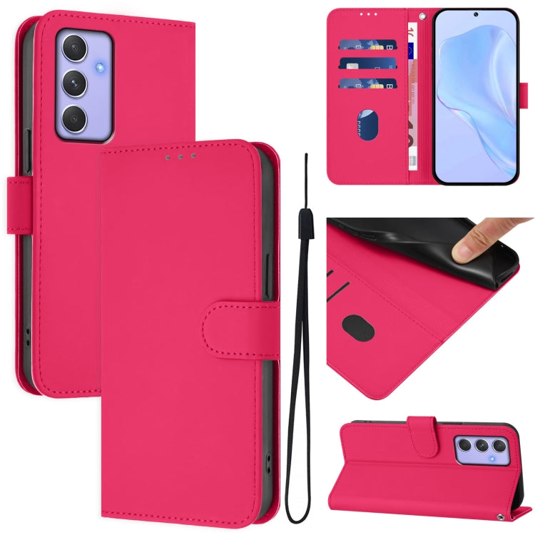 Skin Feel Solid Color Leather Phone Case with Lanyard, For Samsung Galaxy A54  5G, For Samsung Galaxy A13 5G / 4G / A04s