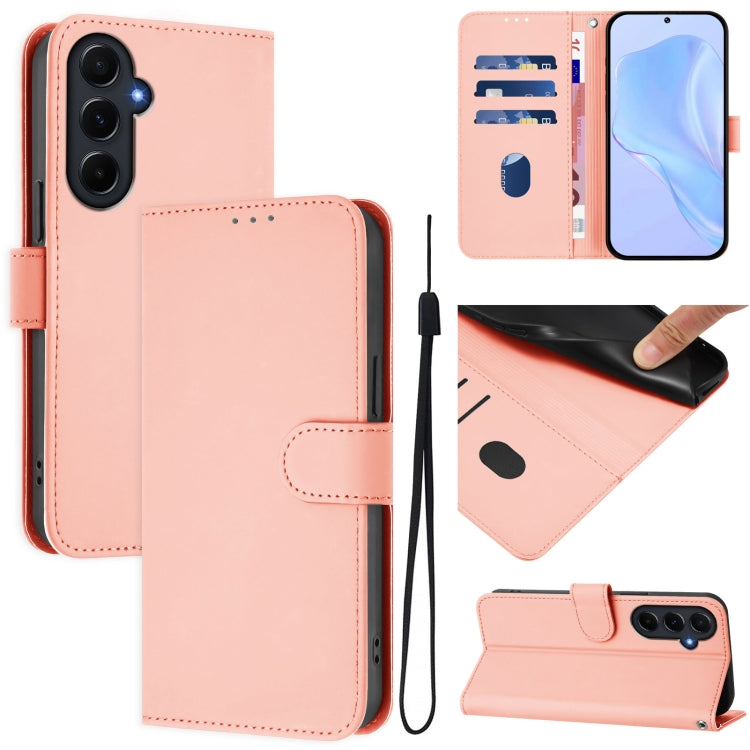 Skin Feel Solid Color Leather Phone Case with Lanyard, For Samsung Galaxy A15 5G / 4G, For Samsung Galaxy A55 5G