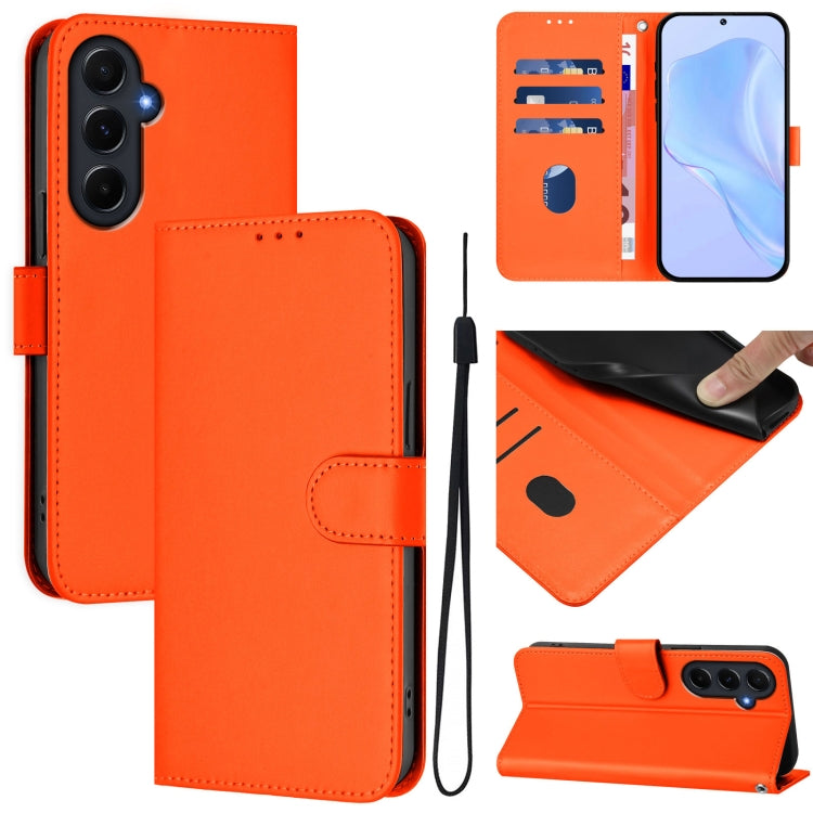 Skin Feel Solid Color Leather Phone Case with Lanyard, For Samsung Galaxy A15 5G / 4G, For Samsung Galaxy A55 5G