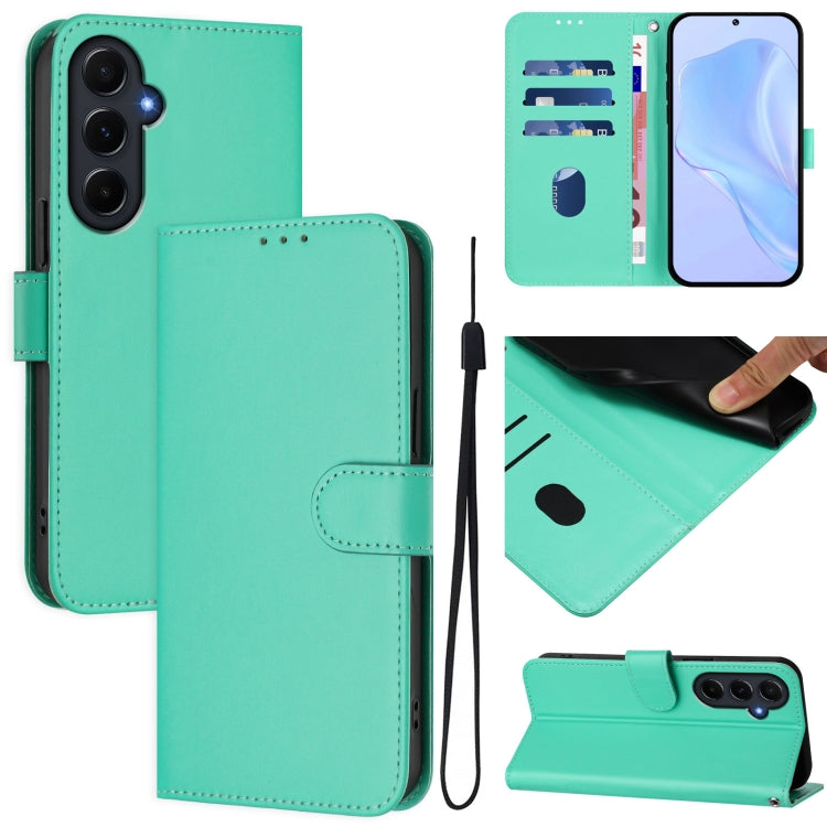 Skin Feel Solid Color Leather Phone Case with Lanyard, For Samsung Galaxy A15 5G / 4G, For Samsung Galaxy A55 5G