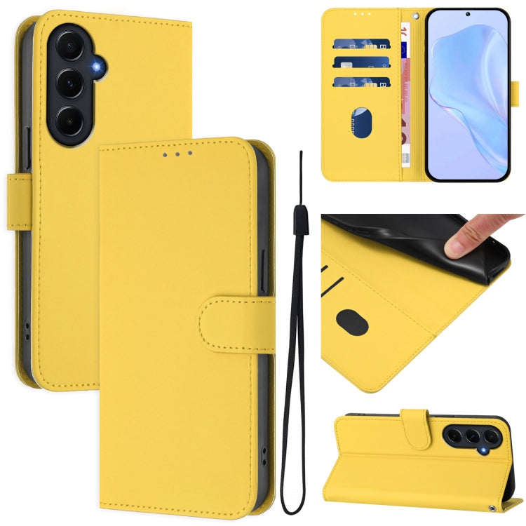 Skin Feel Solid Color Leather Phone Case with Lanyard, For Samsung Galaxy A15 5G / 4G, For Samsung Galaxy A55 5G