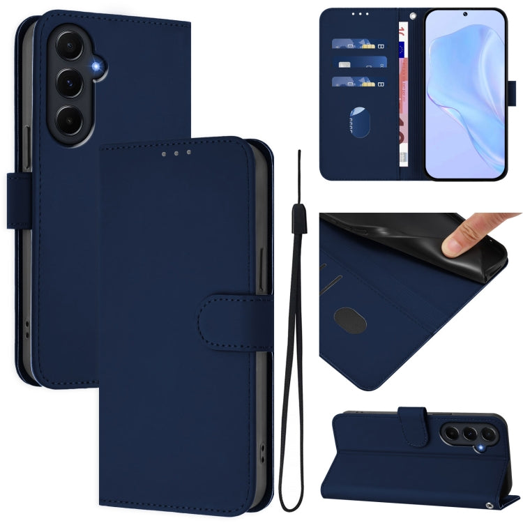 Skin Feel Solid Color Leather Phone Case with Lanyard, For Samsung Galaxy A15 5G / 4G, For Samsung Galaxy A55 5G