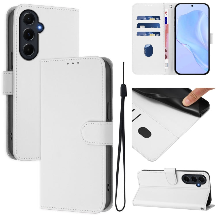 Skin Feel Solid Color Leather Phone Case with Lanyard, For Samsung Galaxy A15 5G / 4G, For Samsung Galaxy A55 5G