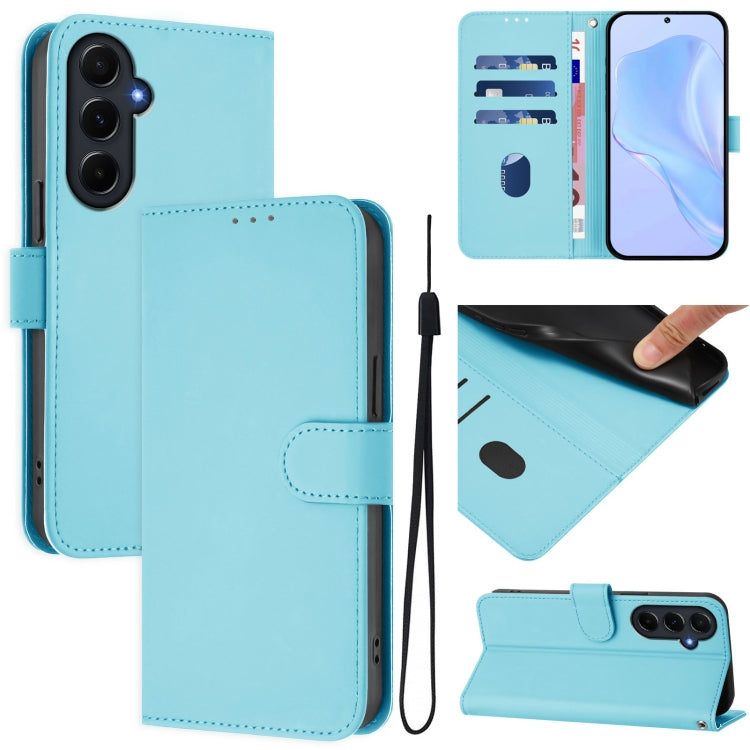 Skin Feel Solid Color Leather Phone Case with Lanyard, For Samsung Galaxy A15 5G / 4G, For Samsung Galaxy A55 5G