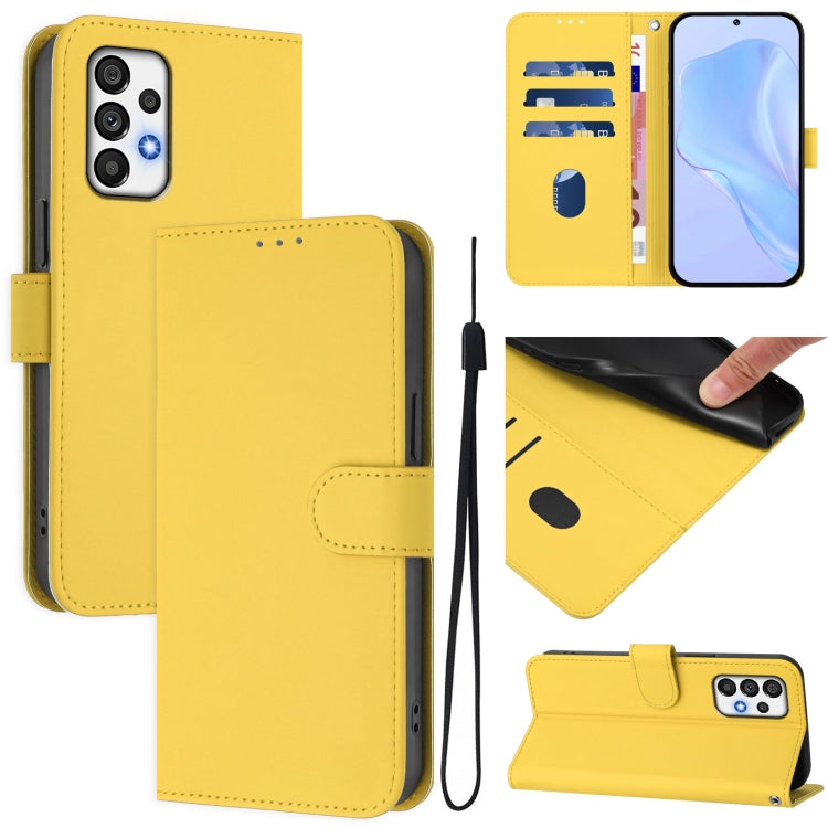 Skin Feel Solid Color Leather Phone Case with Lanyard, For Samsung Galaxy A73 5G, For Samsung Galaxy A33 5G