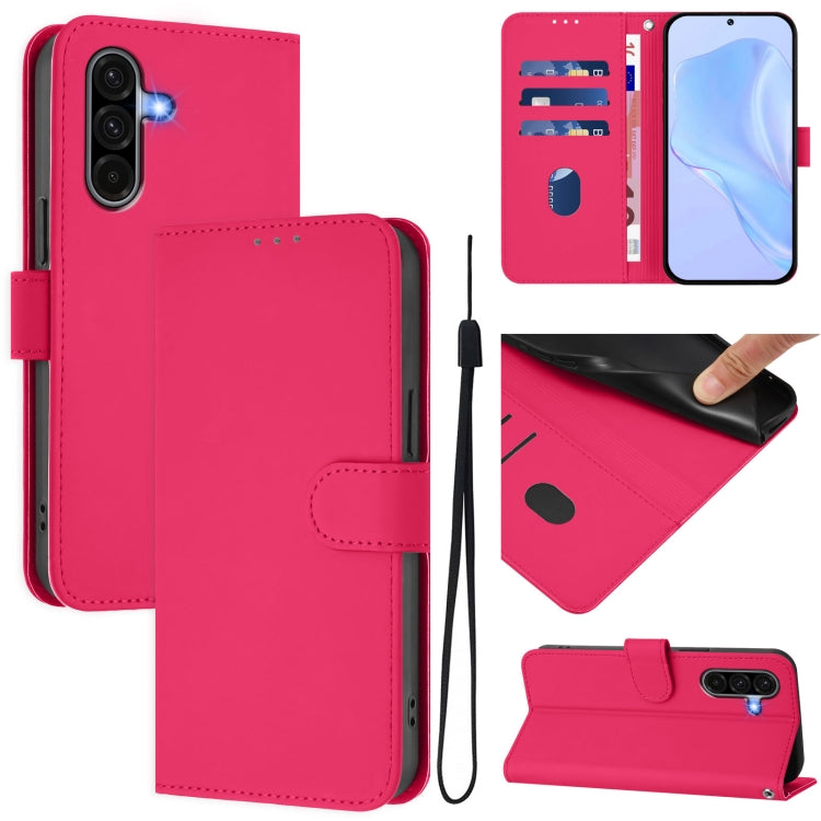 Skin Feel Solid Color Leather Phone Case with Lanyard, For Samsung Galaxy A56 5G, For Samsung Galaxy A26 5G