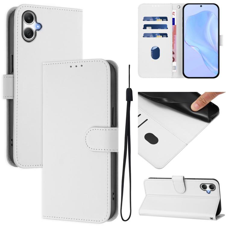 Skin Feel Solid Color Leather Phone Case with Lanyard, For Samsung Galaxy A17 5G, For Samsung Galaxy A06 4G / A06 5G