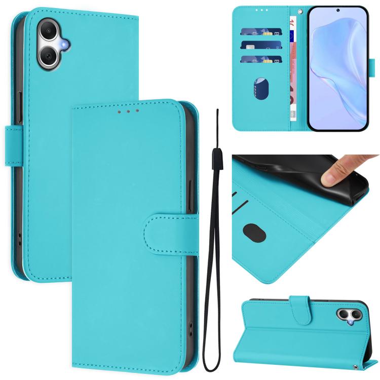 Skin Feel Solid Color Leather Phone Case with Lanyard, For Samsung Galaxy A17 5G, For Samsung Galaxy A06 4G / A06 5G