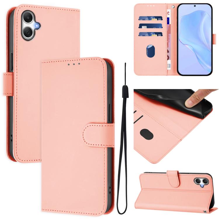 Skin Feel Solid Color Leather Phone Case with Lanyard, For Galaxy A27 5G, For Samsung Galaxy A07 4G