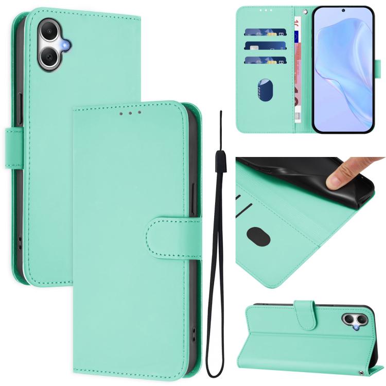 Skin Feel Solid Color Leather Phone Case with Lanyard, For Galaxy A27 5G, For Samsung Galaxy A07 4G