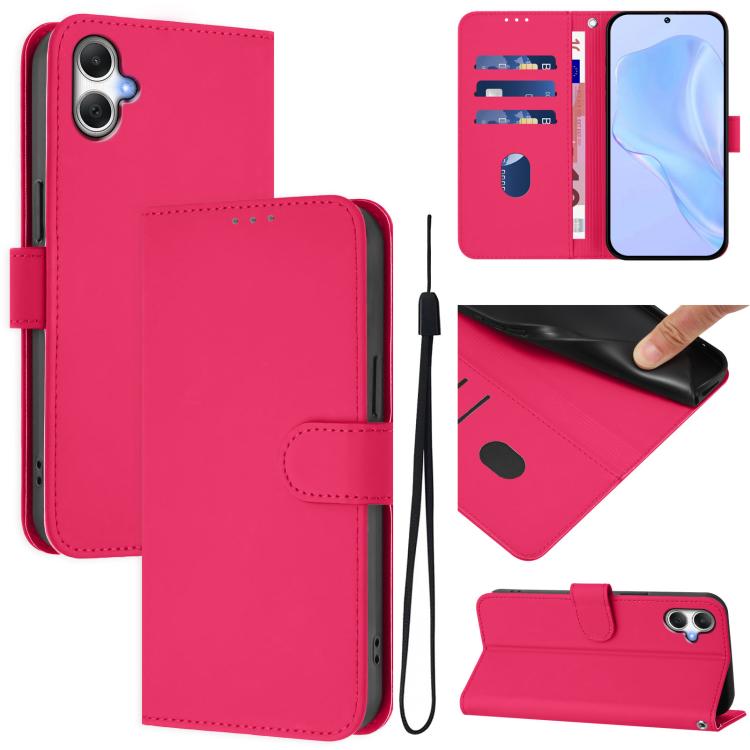 Skin Feel Solid Color Leather Phone Case with Lanyard, For Galaxy A27 5G, For Samsung Galaxy A07 4G