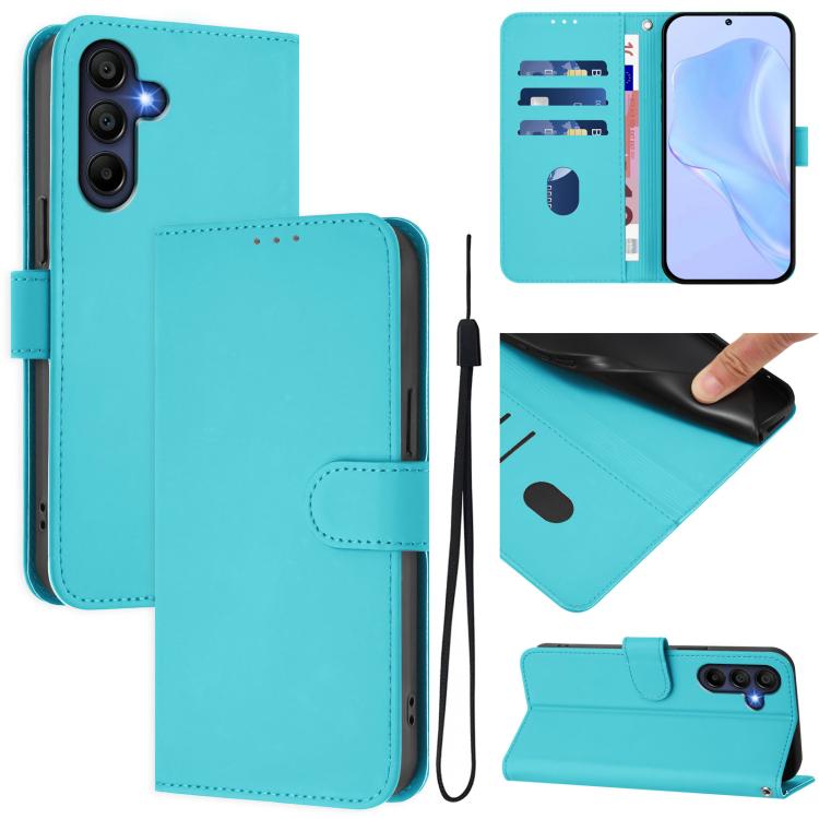 Skin Feel Solid Color Leather Phone Case with Lanyard, For Samsung Galaxy A17 5G, For Samsung Galaxy A06 4G / A06 5G