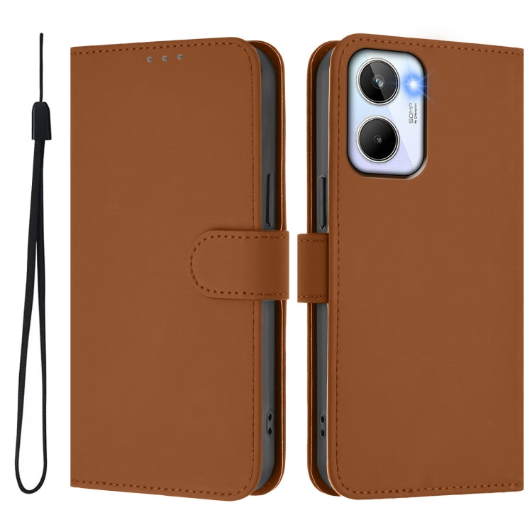 Skin Feel Solid Color Leather Phone Case with Lanyard, For Realme 10 4G Global, For Realme C30 4G / C30s