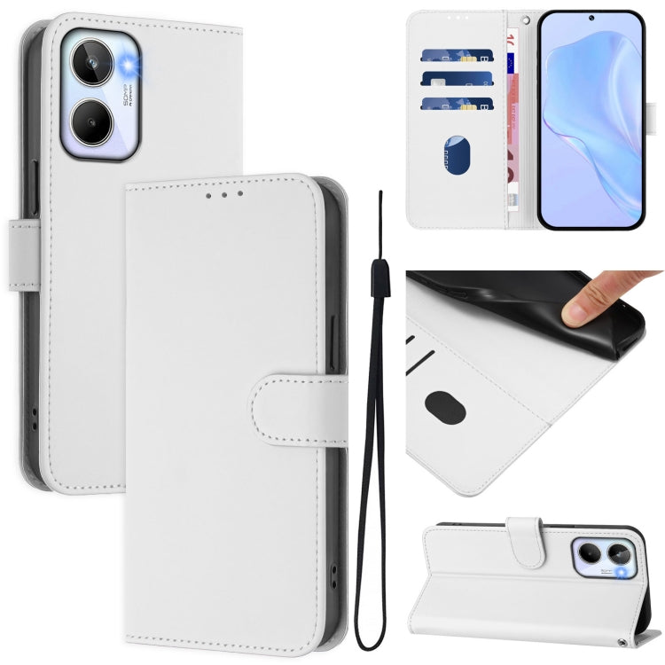 Skin Feel Solid Color Leather Phone Case with Lanyard, For Realme 10 4G Global, For Realme C30 4G / C30s