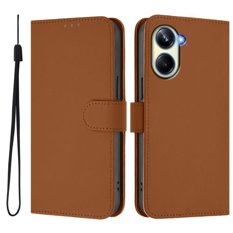 Skin Feel Solid Color Leather Phone Case with Lanyard, For Realme 10 Pro 5G, For Realme 10 Pro+ 5G