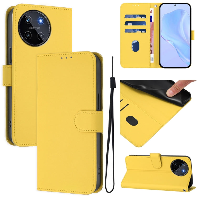 Skin Feel Solid Color Leather Phone Case with Lanyard, For Realme 11 5G Global, For Realme 11 4G Global