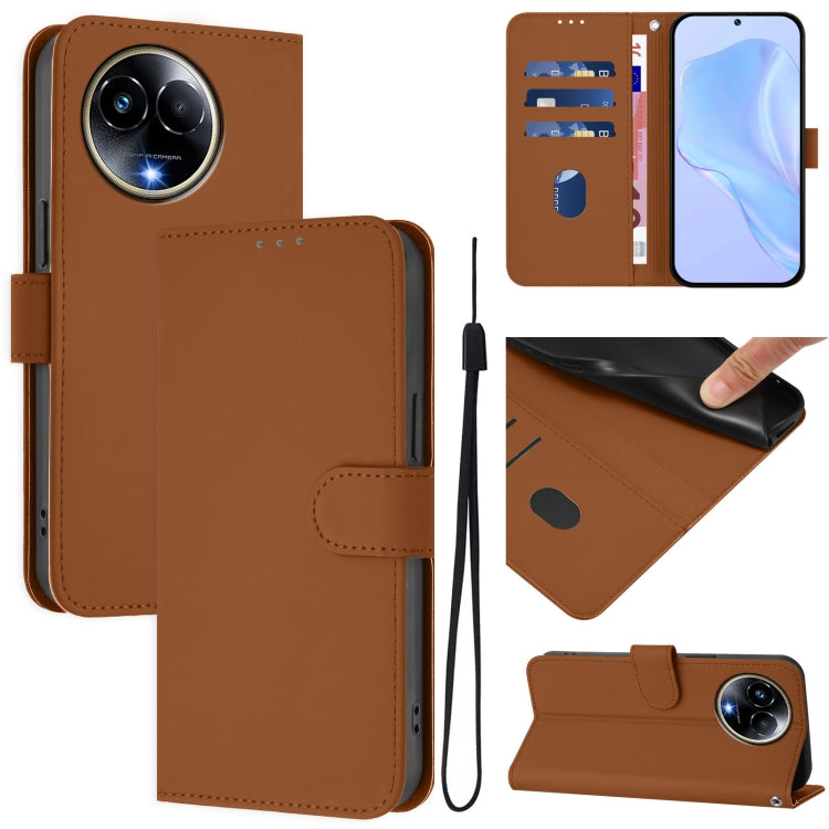 Skin Feel Solid Color Leather Phone Case with Lanyard, For Realme 11 5G Global, For Realme 11 4G Global