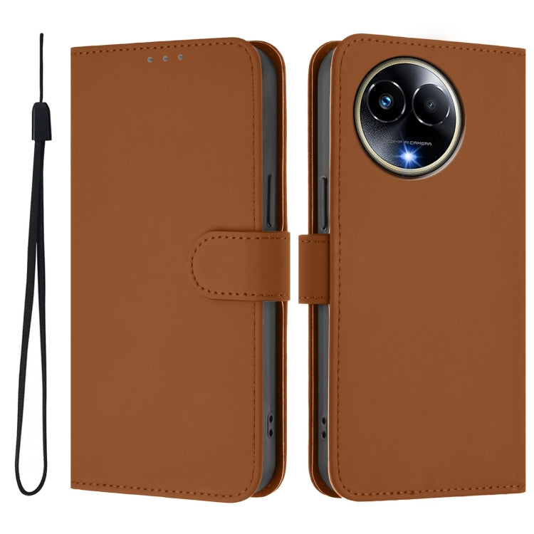 Skin Feel Solid Color Leather Phone Case with Lanyard, For Realme 11 5G Global, For Realme 11 4G Global