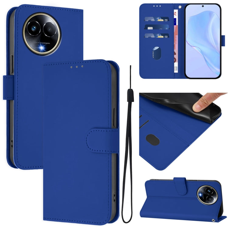 Skin Feel Solid Color Leather Phone Case with Lanyard, For Realme 11 5G Global, For Realme 11 4G Global